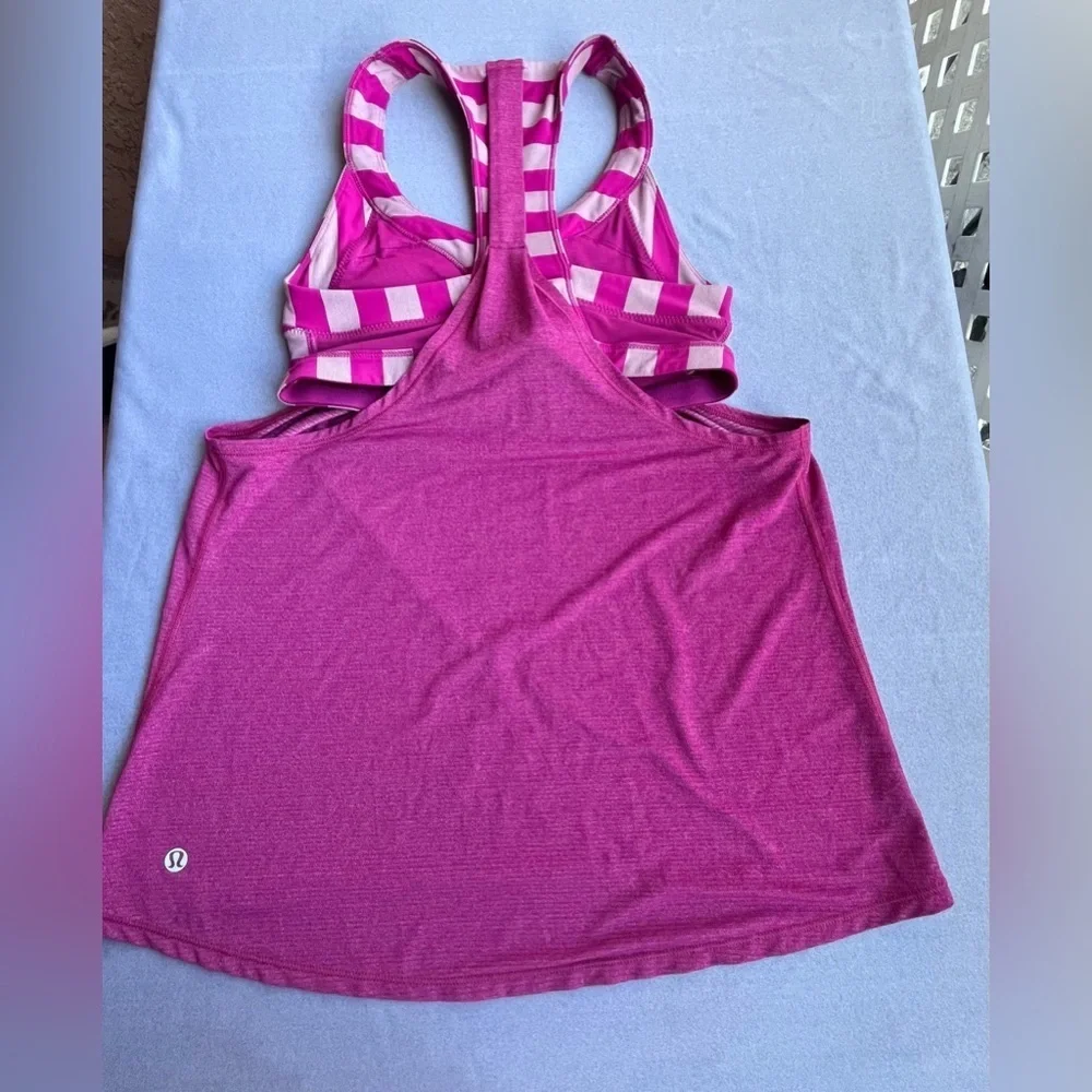 Lululemon Athletica Pink Striped Tank Top